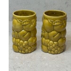Vintage Ceramic Majolica Fruit Glasses Set of 2